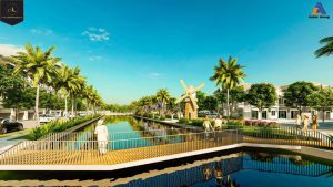 Cảnh quan shophouse bên sông Anlac Green Symphony trong tương lai.